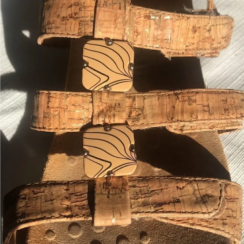 Vionic Strappy Comfort Leather Cork Sandals